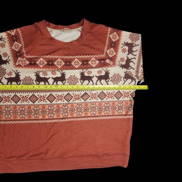 P.J. Salvage Men’s Fair Isle Soft Lightweight Reindeer Sweater – Rust Red – Size - Picture 8 of 9